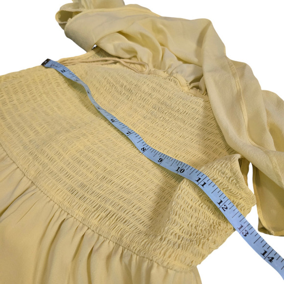 Alice + Olivia Shari Yellow Off-the-Shoulder Silk Dress - Picture 5 of 6